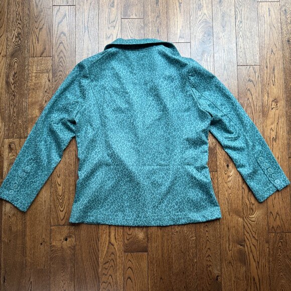 APNY Aqua Teal Leopard Print Blazer Jacket NWT Women’s Size Large - Picture 11 of 12